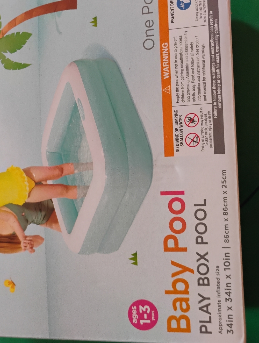 Baby Pool Play Box - Mint and White Inflatable